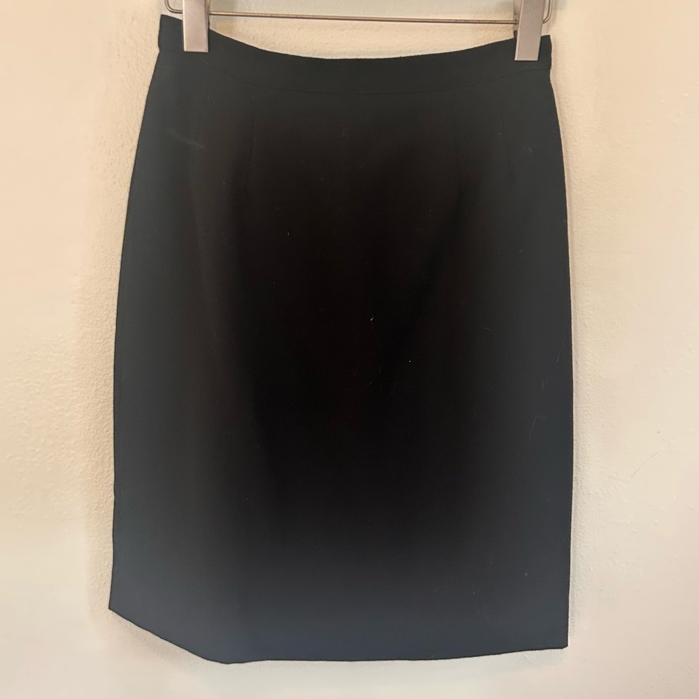 100% Wool Black Vintage Pencil Skirt Size 6 Fully Lined